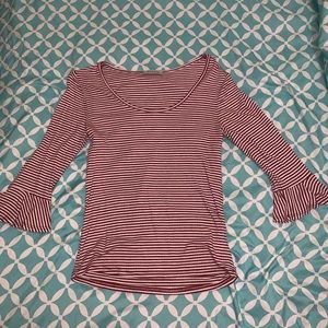 Red and white striped shirt with flared sleeves